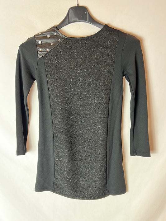 LOSAN. Black double-textured girl's dress. Size 8 years.