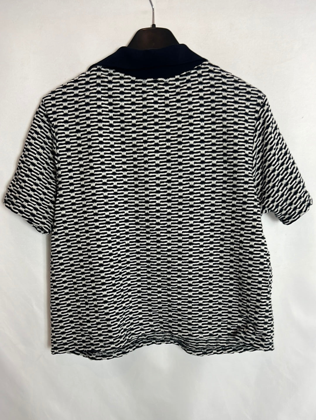 ZARA. Top textura estilo polo azul y blanco. T M