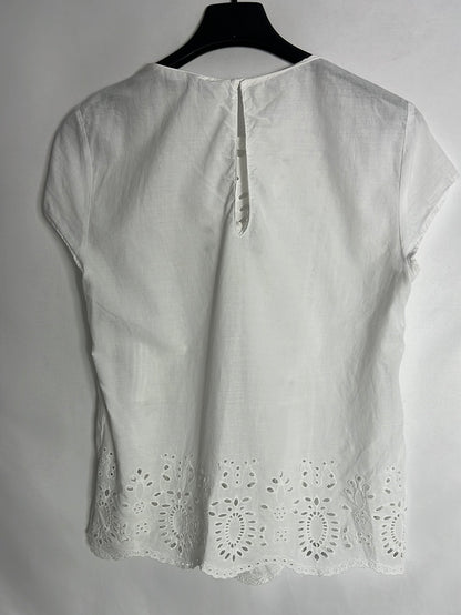 ZARA. Top blanco troquelado. T S