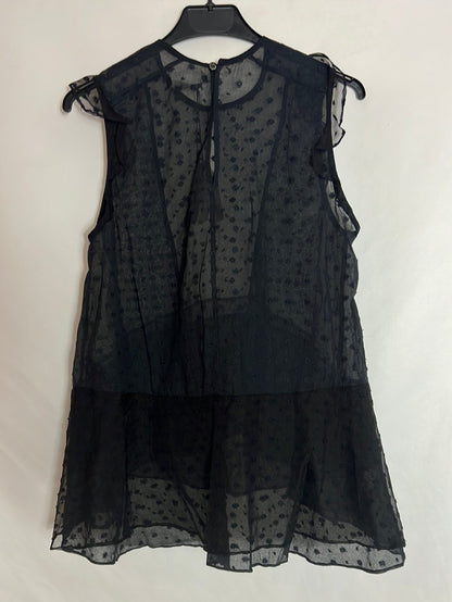 ISABEL MARANT. Black semi-sheer silk top. Size 36