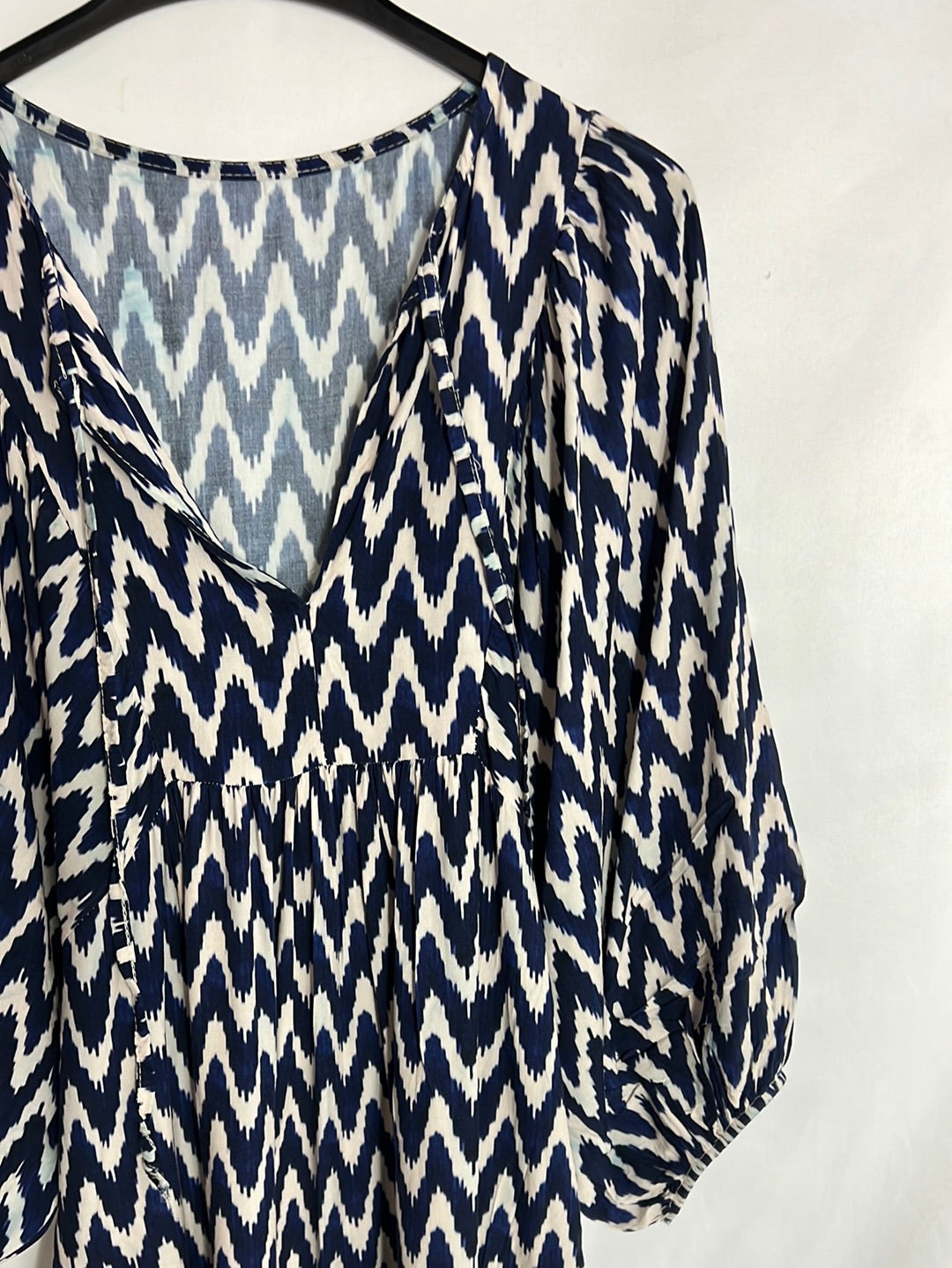 OTRAS. Vestido estampado azules y blanco. TU (S/M) (tara)