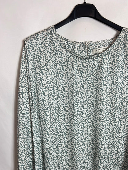 CORTEFIEL. Printed satin blouse. T XXL