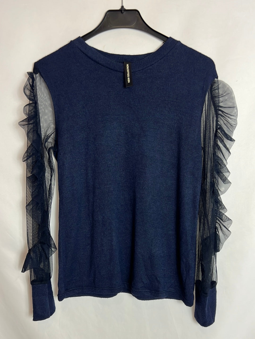 NEW COLLECTION. Blue tulle sleeve sweater. T.S.