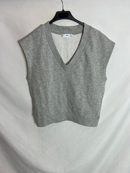 MANGO. Chaleco algodón gris. T.S