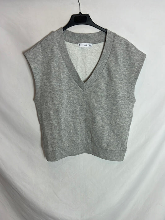 MANGO. Gray cotton vest. TS