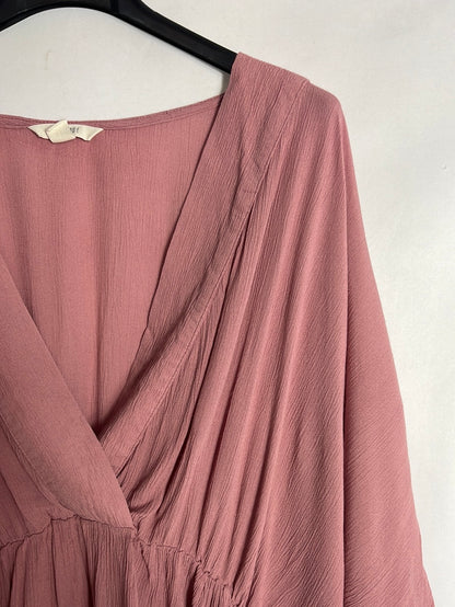 SLOWLOVE. Blusa rosa fluida escote. T S