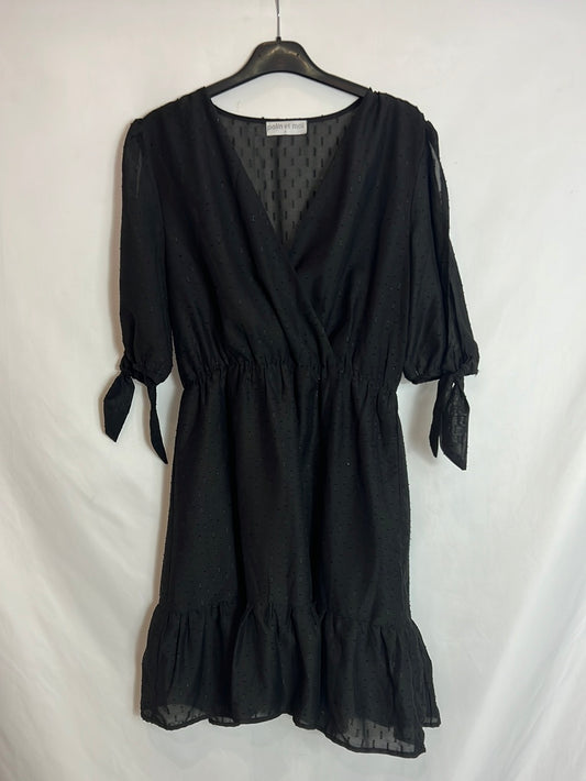 POLÍN ET MOI. Black dress with thread texture. TS