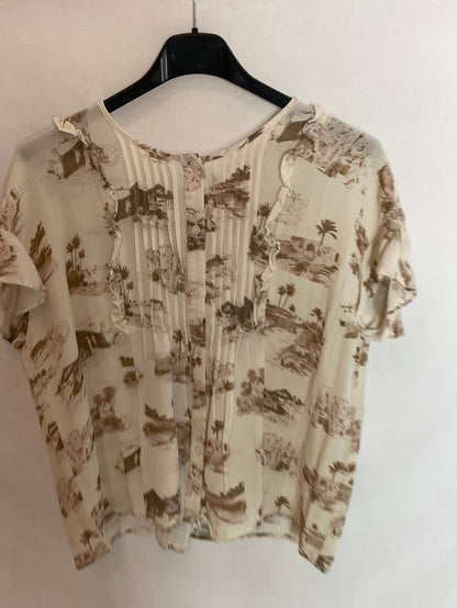INDI&COLD. Blusa beige estampada T.s