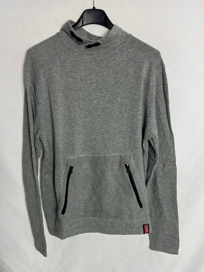 ZARA. Sudadera gris textura. T 13-14 años (XS)