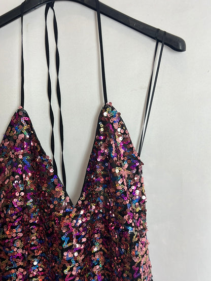 STRADIVARIUS. Vestido corto lentejuelas T M