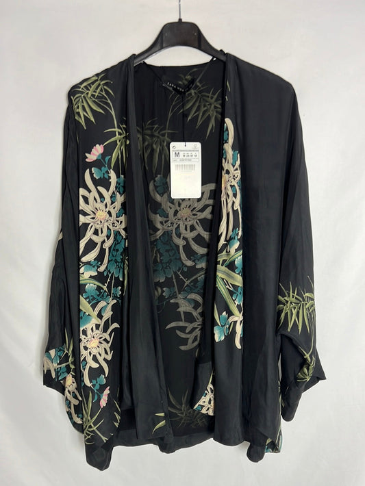 ZARA. Kimono seda estampado. T M