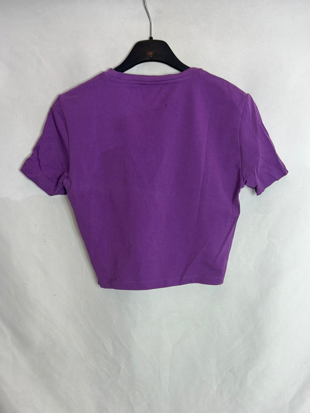 ZARA. Camiseta crop morada T.s
