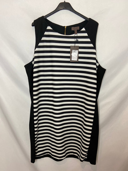 CORTEFIEL. Black sleeveless dress with white stripes, size XXL