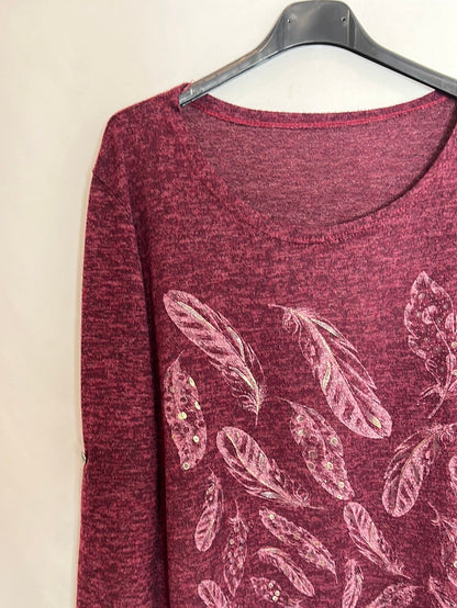 OTRAS. Camiseta burdeos punto plumas TU(m/l)
