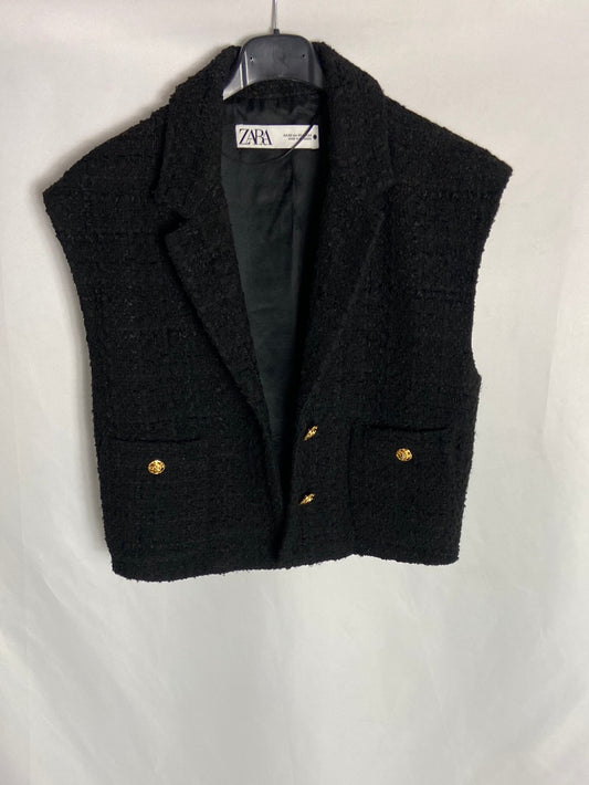 ZARA. Black tweed vest T.xs