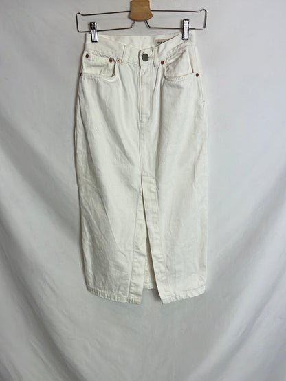 ASOS. Falda midi denim blanco. T 8 (36)