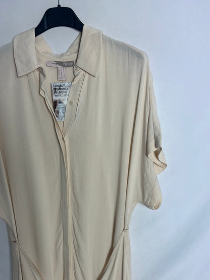 FOREVER21. Vestido beige lazada frontal. T M