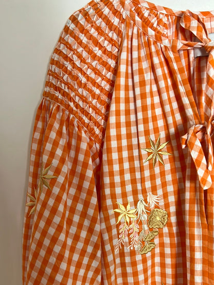 INNIKA CHOO. Vichy check dress with puff sleeves. YOU (S/M