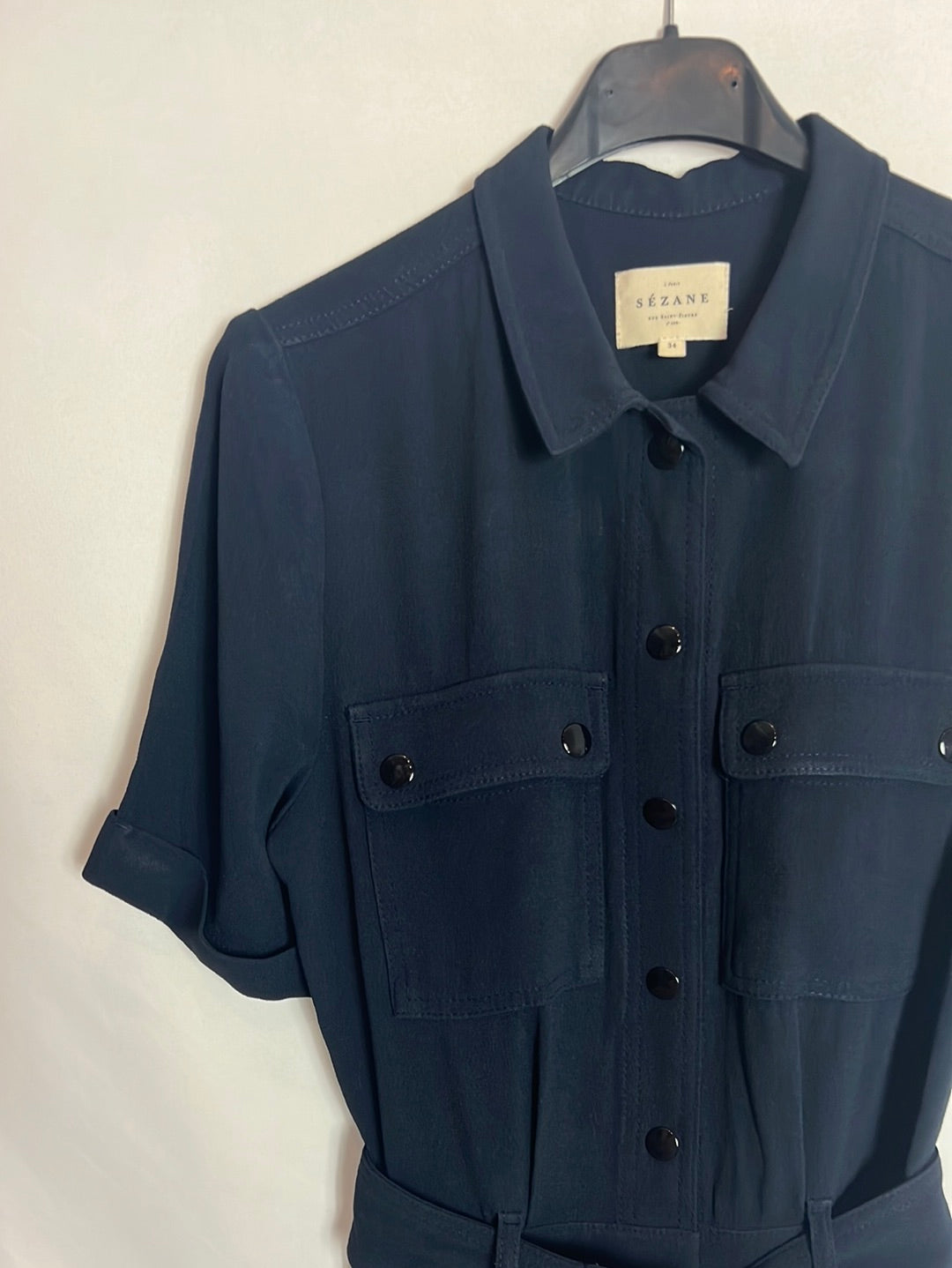 SÉZANE. Blue jumpsuit with belt. Size 34 (Tara)