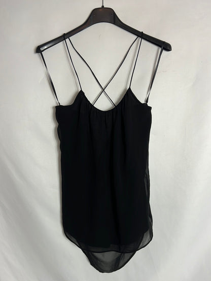 ZARA. Top negro tirantes detalles espalda. T S