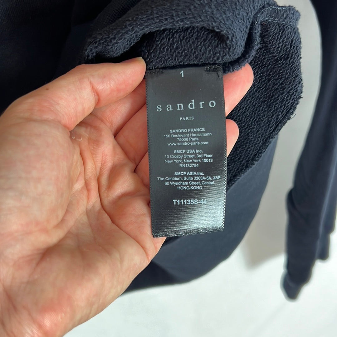 SANDRO. Sudadera azul oscuro dibujo textura. T L