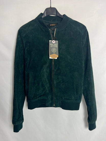 STRADIVARIUS. Chaqueta piel verde. T S
