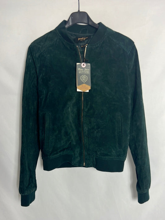 STRADIVARIUS. Chaqueta piel verde. T S