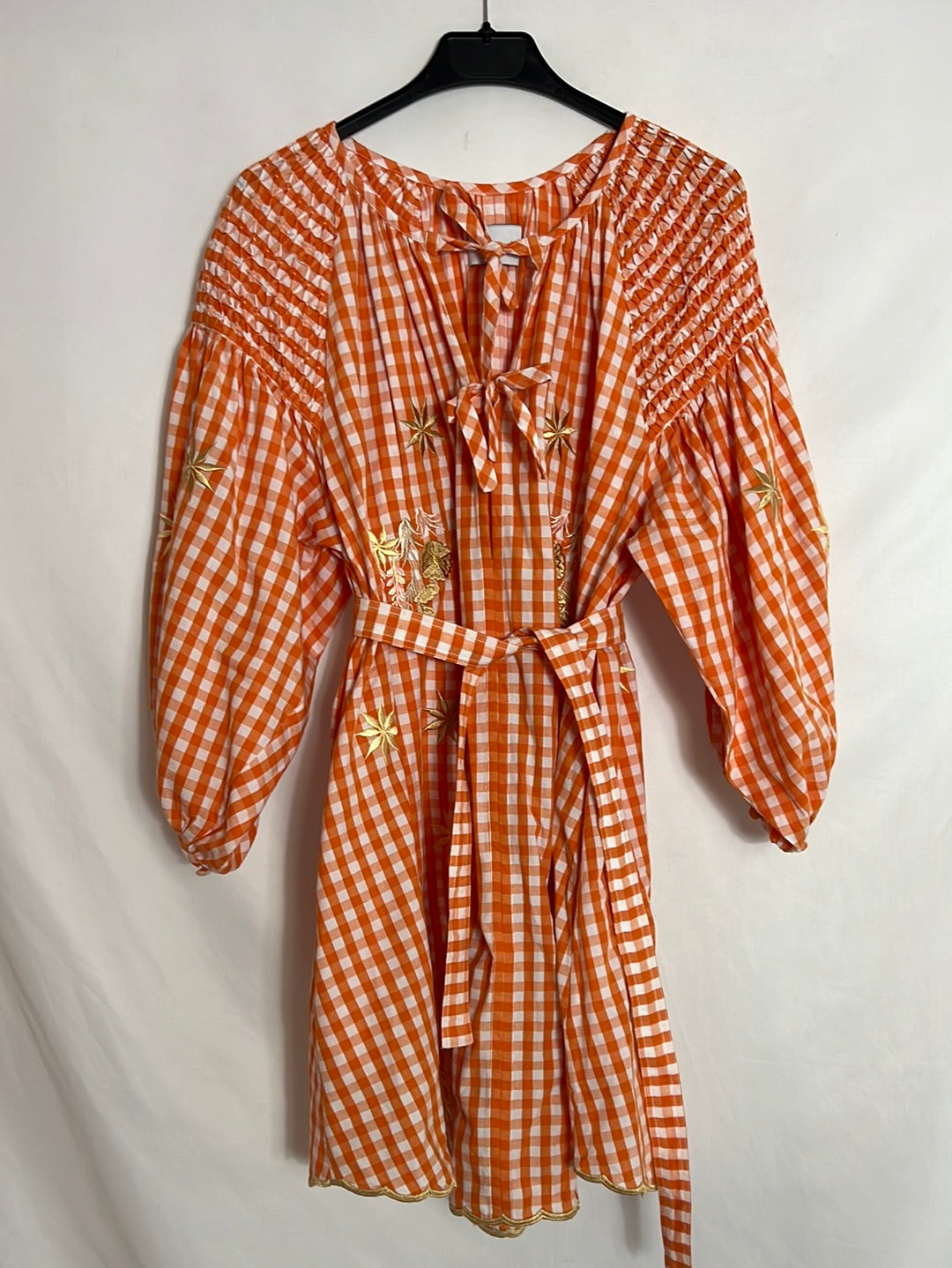 INNIKA CHOO. Vichy check dress with puff sleeves. YOU (S/M