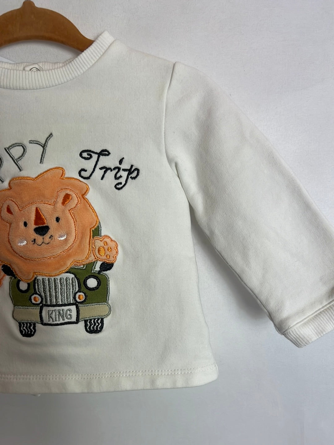 PRENATAL. Sudadera blanca león. T 3-6 meses