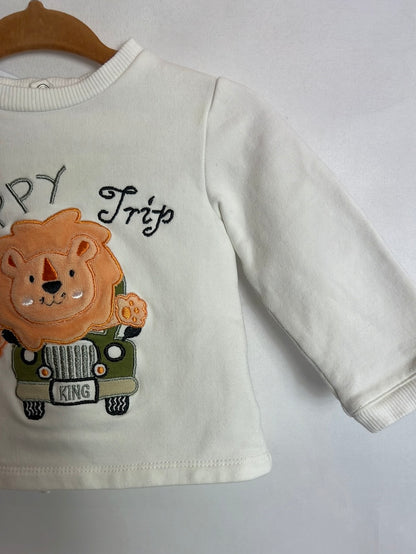 PRENATAL. Sudadera blanca león. T 3-6 meses