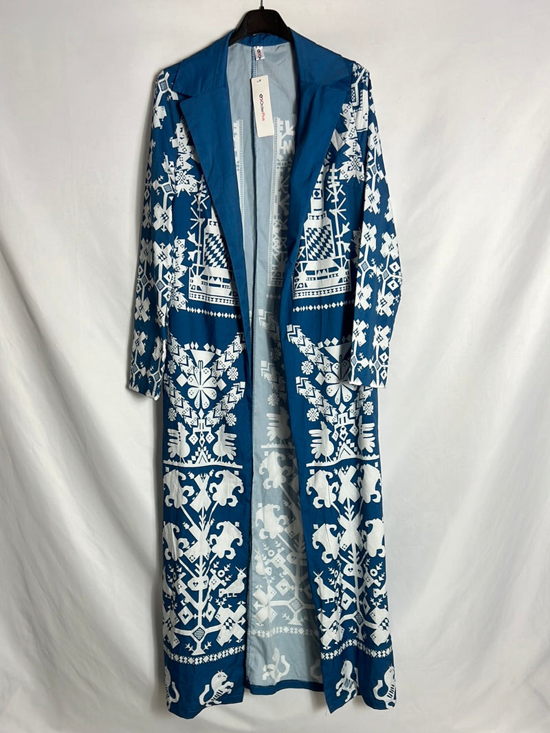 OTRAS. Kimono largo azul estampado T.s