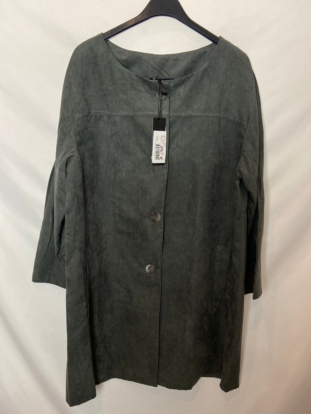 4X4. Grey faux fur coat, size 48