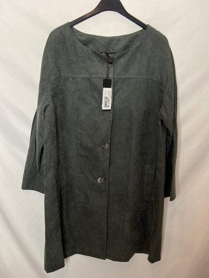 4X4. Grey faux fur coat, size 48