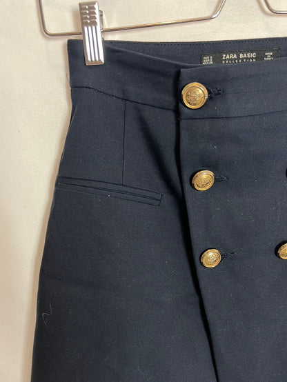 ZARA. Falda corta azul botones. T S