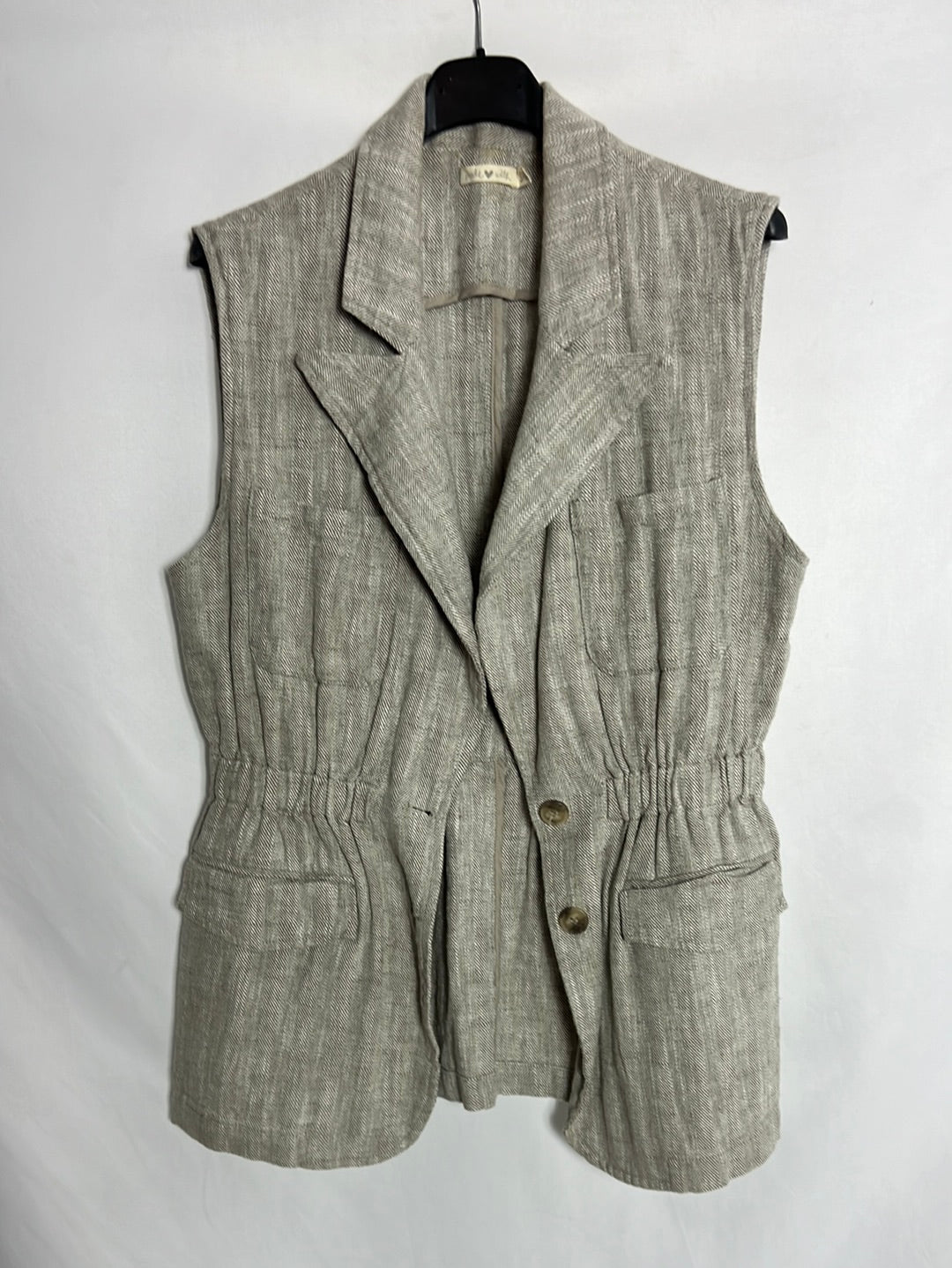 OTRAS. Chaleco beige jaspeado. T S/M