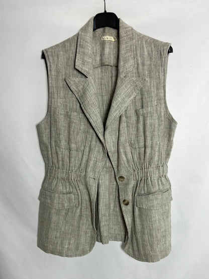 OTRAS. Chaleco beige jaspeado. T S/M