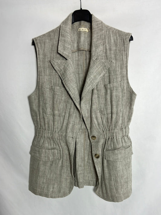 OTRAS. Chaleco beige jaspeado. T S/M