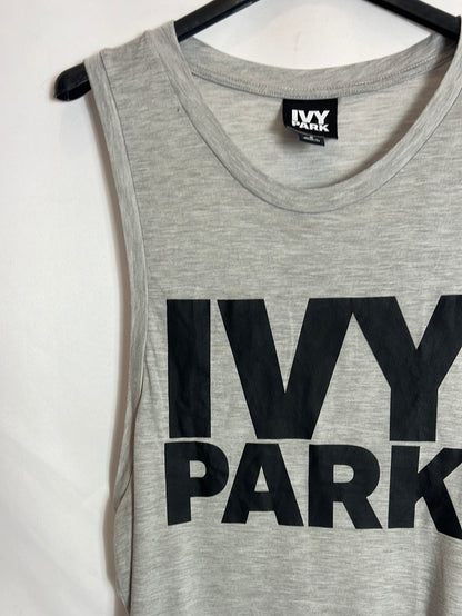 IVY PARK. Grey top with black lettering. TS