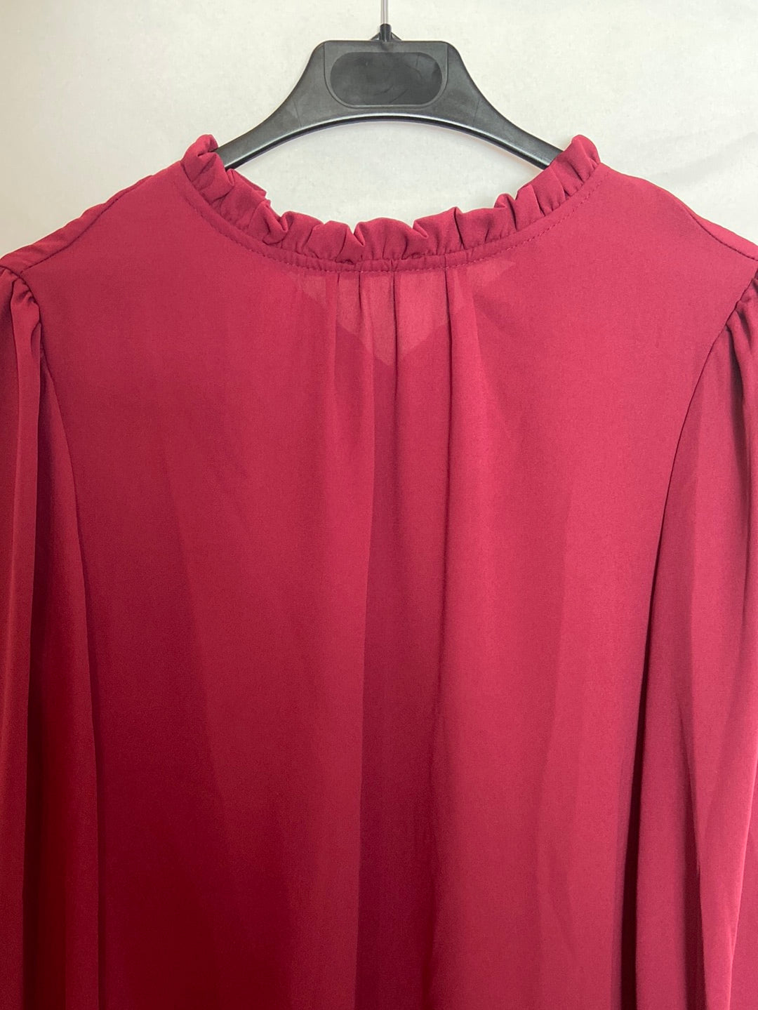 SHEIN. Burgundy Perkins Collar Blouse (M)