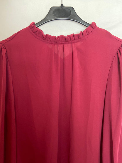 SHEIN. Burgundy Perkins Collar Blouse (M)