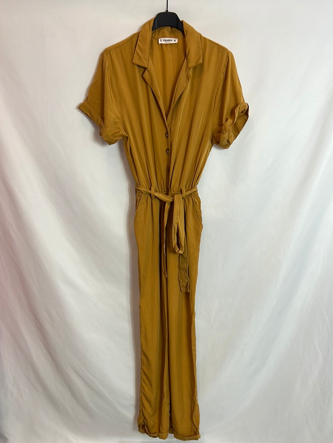 PULL&amp;BEAR. Mustard Tm fluid jumpsuit