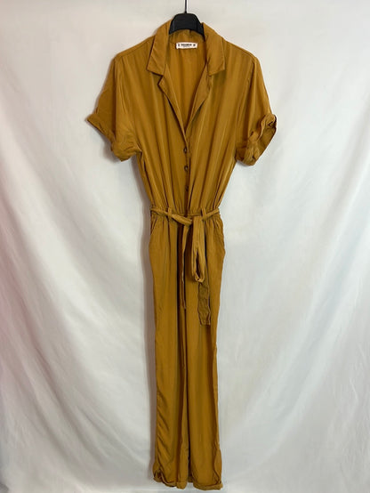 PULL&amp;BEAR. Mustard Tm fluid jumpsuit