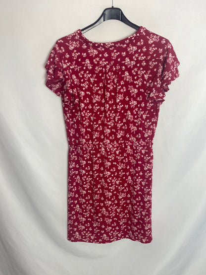 MANGO. Short-sleeved floral dress with flowers.