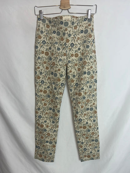 SEZANE. Patalón beige flores  T.36