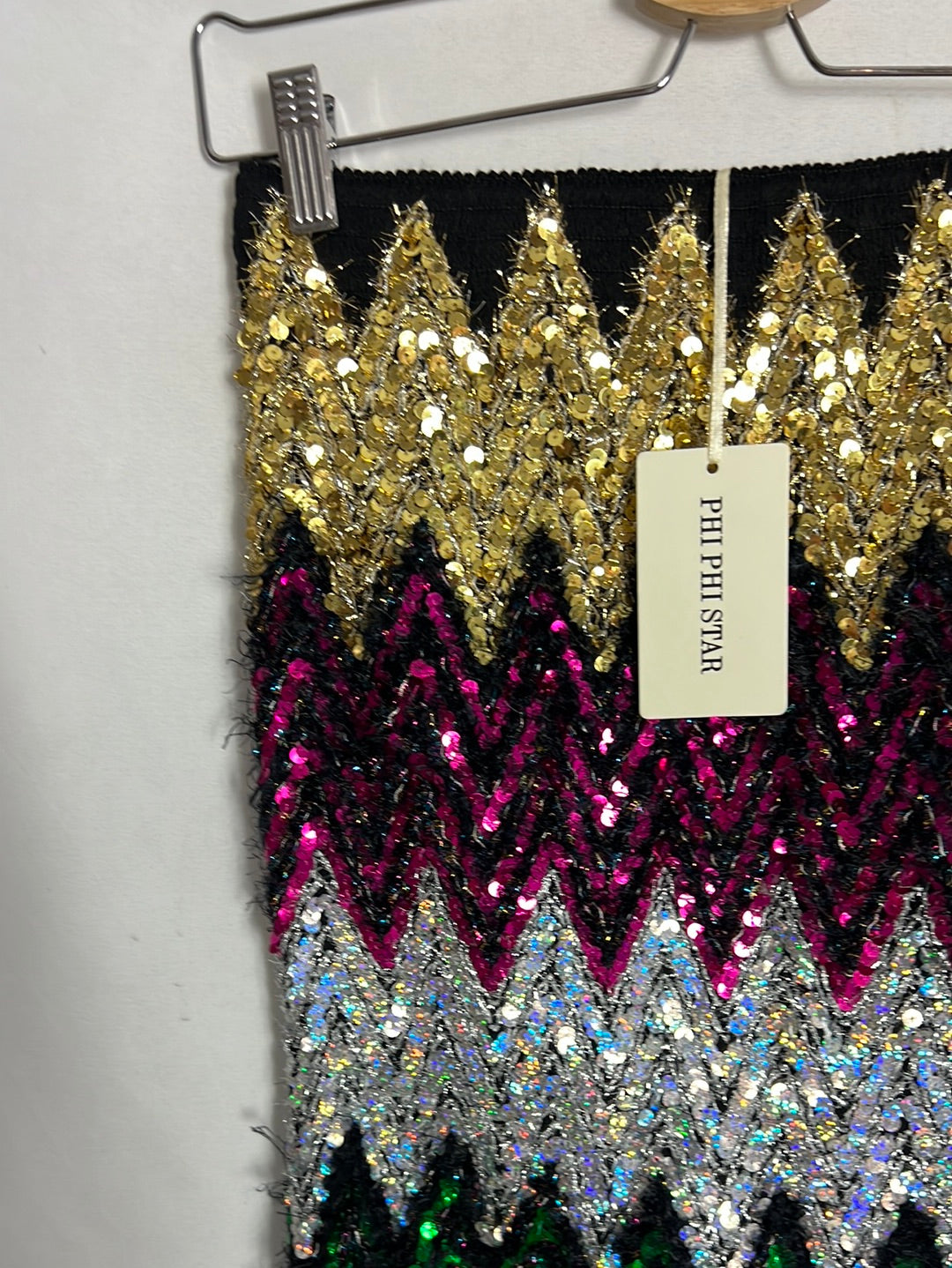 PHI PHI STAR. Falda midi tubo lentejuelas. TU (S)