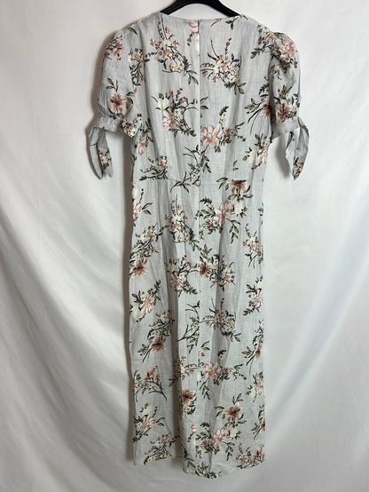 ZARA. Vestido midi azul claro estampado. T XS