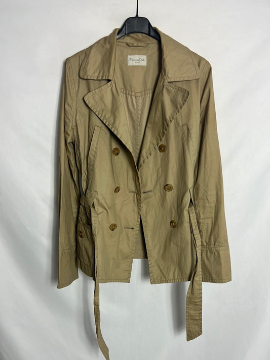 MASSIMO DUTTI. Short beige trench coat. TM