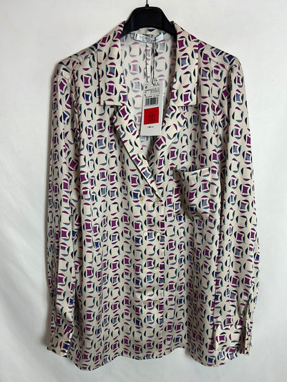 VIOLETA BY MANGO. Blusa satinada estampada . T L