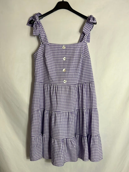 AMELA. Vestido cuadros vichy volantes. T S