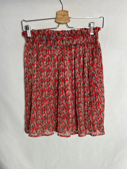 MFM. Falda pantalón corta plisada roja. T M/L